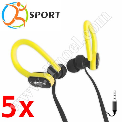 Слушалки с микрофон Esperanza, Sport, EH197KY, 3.5mm, jack x1, Yellow