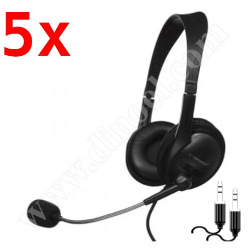 Слушалки с микрофон Esperanza, Presto, EH115, 3.5mm, jack x2, Black, x5 бр.
