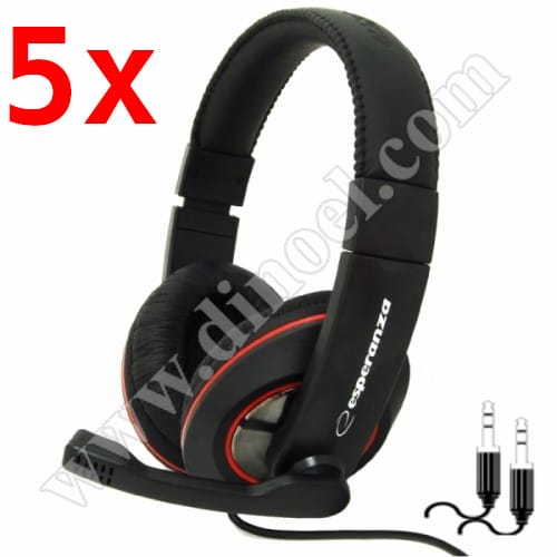 Слушалки с микрофон Esperanza, Sonata, EH118, 3.5mm, jack x2, Black, x5 бр.