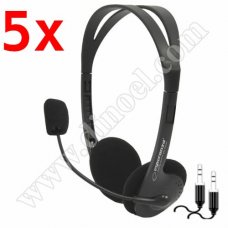 Слушалки с микрофон Esperanza, Scherzo, EH102, 3.5mm, jack x2, Black, x5 бр.