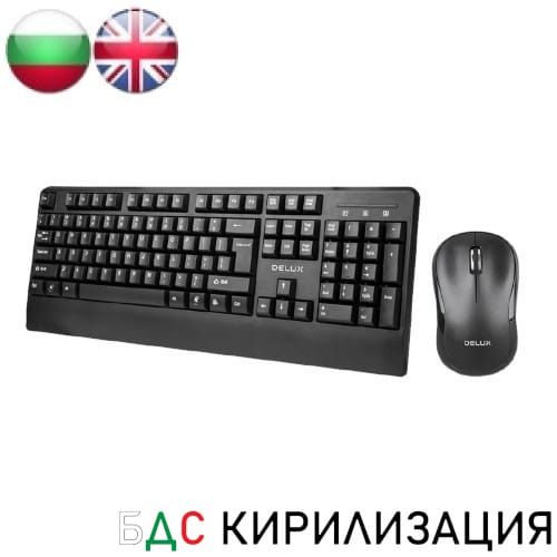 Клавиатура и мишка Delux, K6700G + M335GX, Black, безжични