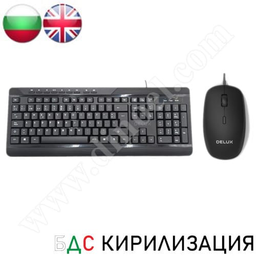 Клавиатура и мишка Delux, DLK-7100U + M355BU, USB, Black, жични