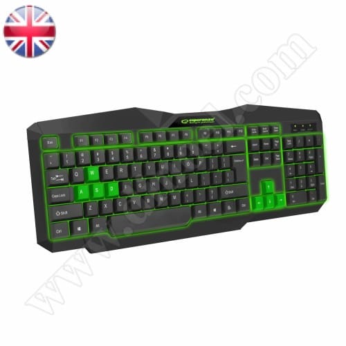 Клавиатура Tirions, EGK201B, Illuminated, LED, Gaming, USB, Green, жична