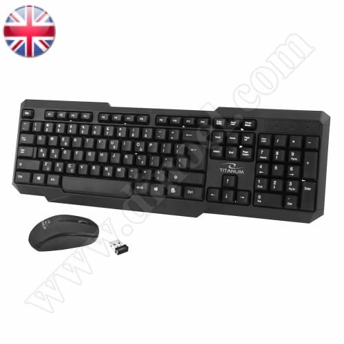 Клавиатура и мишка Titanium, Memphis, TK108, Black, безжични