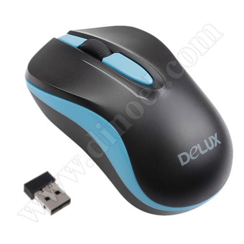 Мишка Delux, DLM-137GX, Black-Blue, 1000dpi, безжична