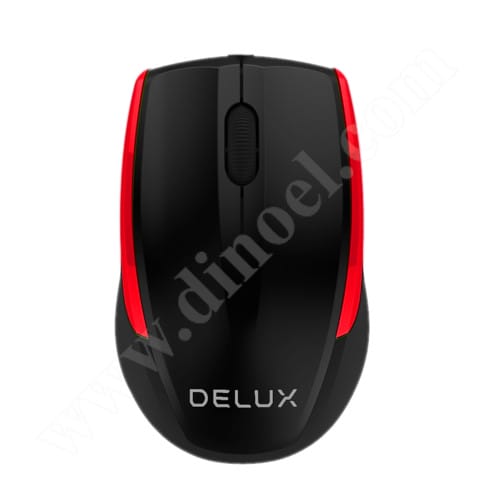 Мишка Delux, DLM-321GX, Black-Red, 1600dpi, безжична
