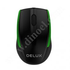Мишка Delux, DLM-321GX, Black-Green, 1600dpi, безжична