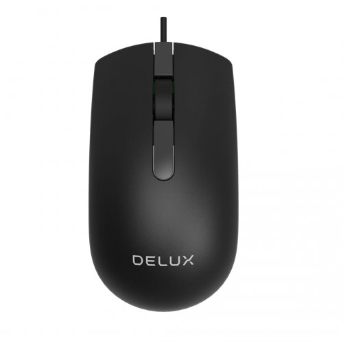 Мишка Delux, DLM-322BU, USB, Black, 1000dpi, жична
