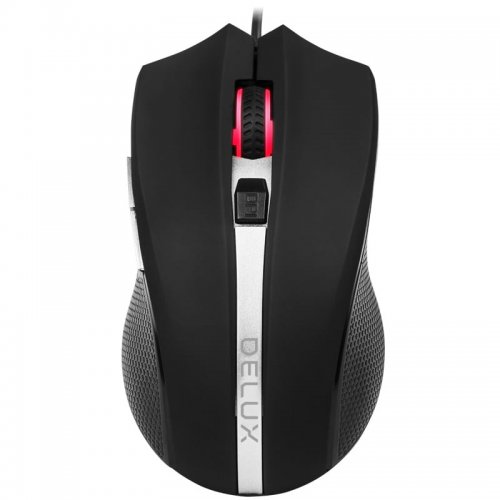 Мишка Delux, DLM-516BU, USB, Black, 2400dpi, жична