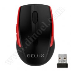 Мишка Delux, DLM-521GX, Black-Red, 1000dpi, безжична