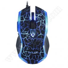 Мишка Delux, DLM-557BU, USB, Black, 3200dpi, жична