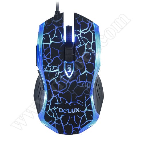 Мишка Delux, DLM-557BU, USB, Black, 3200dpi, жична