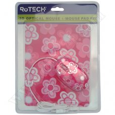 Мишка RoTech, RT-50004, USB, Pink, 800dpi, PAD, жична