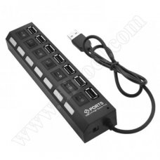 Разклонител Enjoy Life, EL-12054, USB 2.0, HUB, LED Light, Black