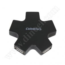 Разклонител Omega, Star, OUH24SB, USB 2.0, HUB, Black