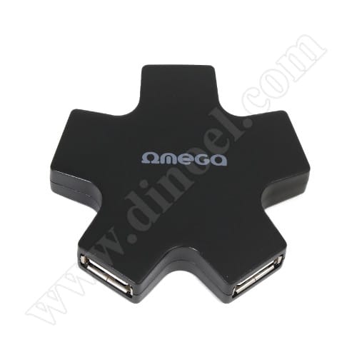 Разклонител Omega, Star, OUH24SB, USB 2.0, HUB, Black