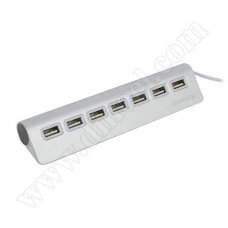 Разклонител Omega, OUH7AL, Aluminium, USB 2.0, HUB, Silver