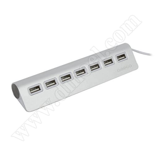 Разклонител Omega, OUH7AL, Aluminium, USB 2.0, HUB, Silver